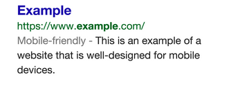 Search Results with Mobile Friendly Tag